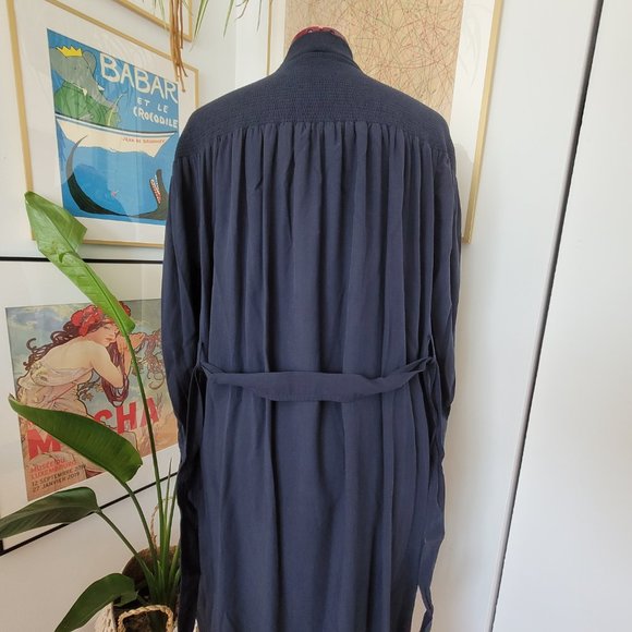 UNIQLO Women’s L Midi Belted Dress with Smocked Collar - Picture 2 of 7